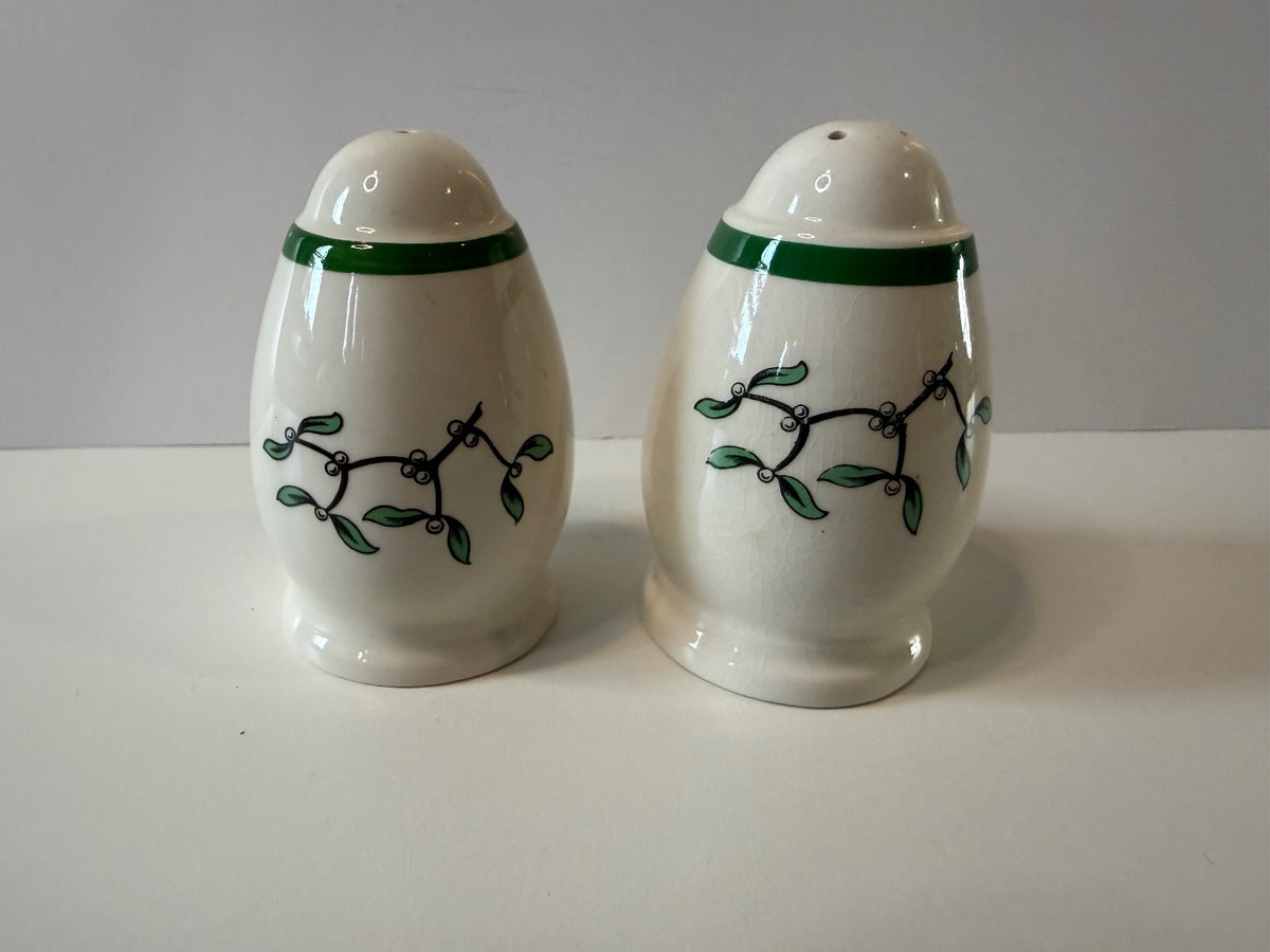Vintage Spode Christmas Tree Egg-Shaped Salt & Pepper Shakers - Made in England