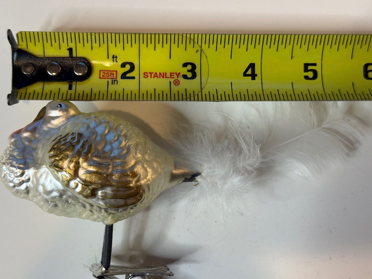 Vintage German Glass Turkey Ornament Clip-On Feather Tail 1950s – alternate product view 10 of 11