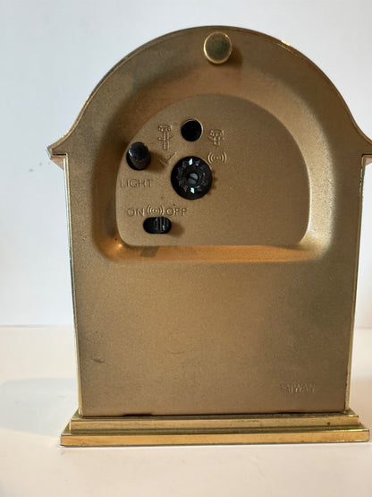 Vintage Mini Linden Quartz Floral Desk Alarm Clock Taiwan Gold Tone Untested