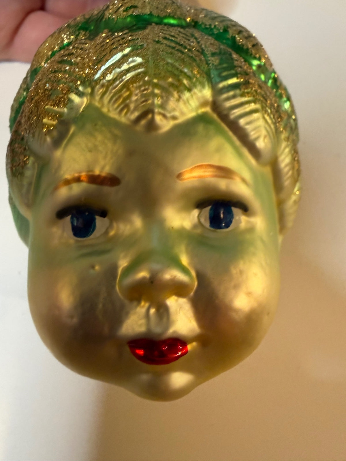 Vintage Inge Glas Lady Face Ornament Star Crown Germany Glass Glitter – alternate product view 6 of 8