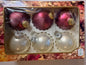 Vintage Krebs Renaissance Glass Ornaments Set 6 Pink Pearl Original Box