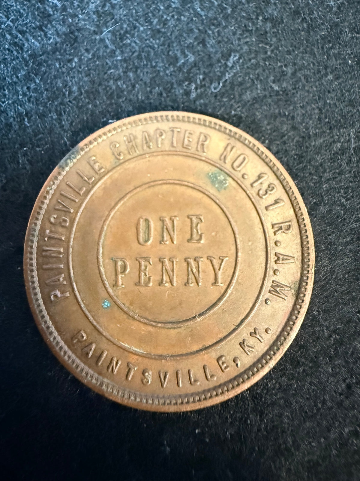 Paintsville KY RAM Chapter 137 One Penny Masonic Token — product photograph 2