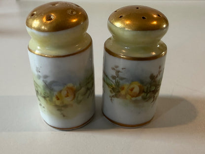 Vintage Porcelain Rose Salt & Pepper Shakers – Gilt Pair — product photograph 1