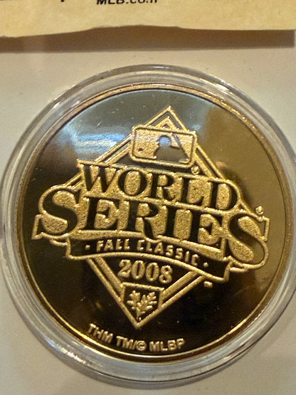 2008 Phillies Rays World Series Highland Mint 24K Gold Overlay Medallion /5000
