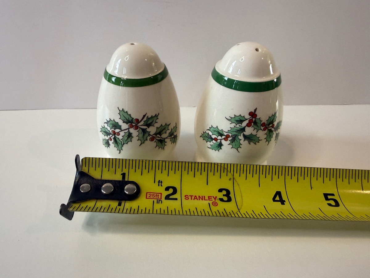 Vintage Spode Christmas Tree Egg-Shaped Salt & Pepper Shakers - Made in England