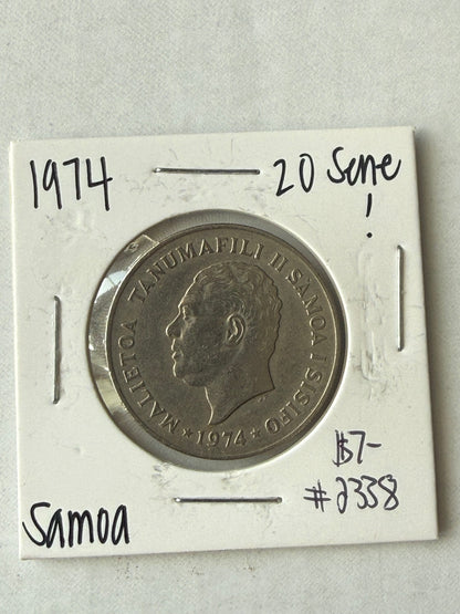 1974 Samoa 20 Sene Coin — product photograph 1