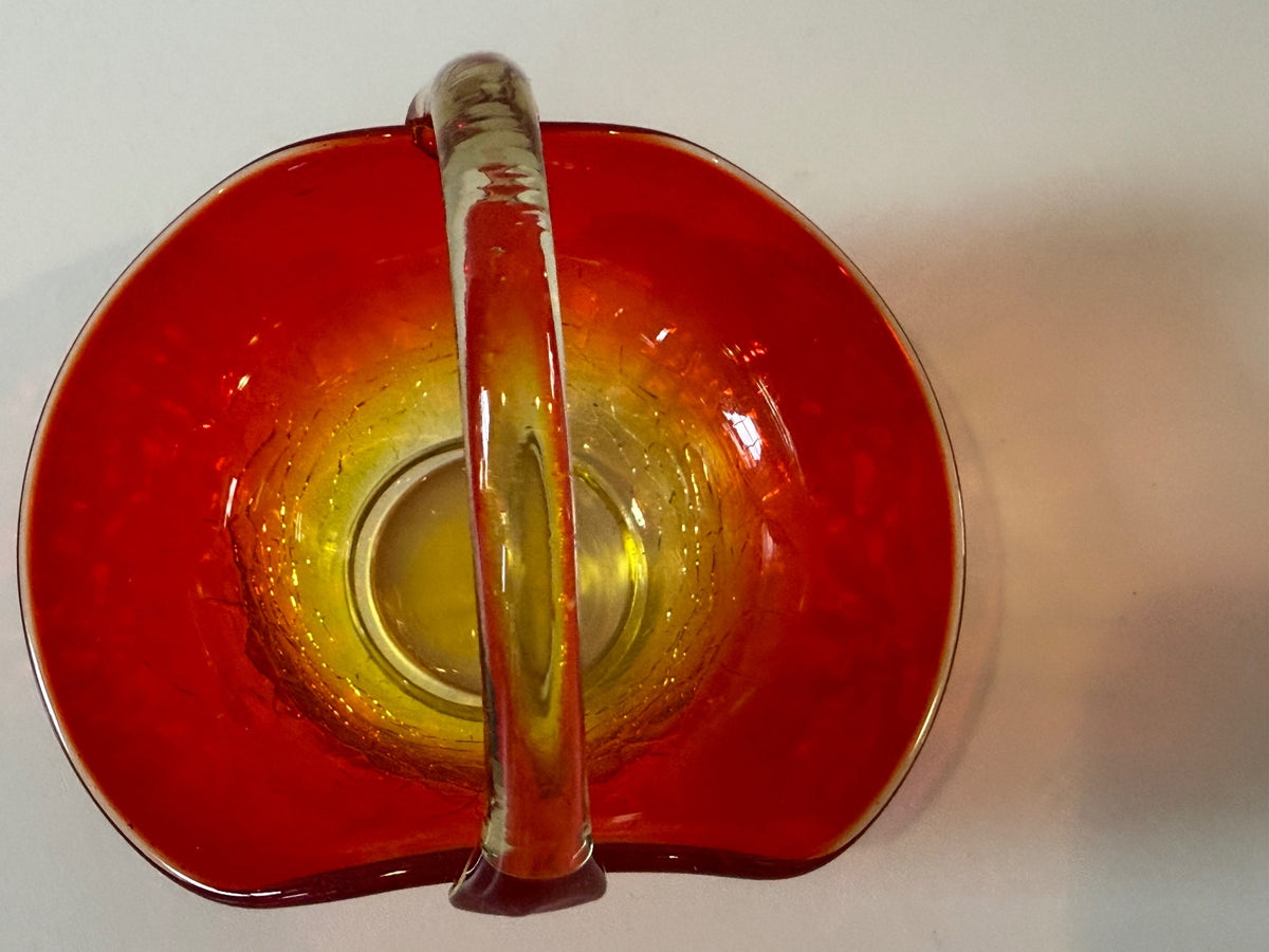 Vintage Amberina Crackle Glass Basket – Likely Kanawha — product photograph 2