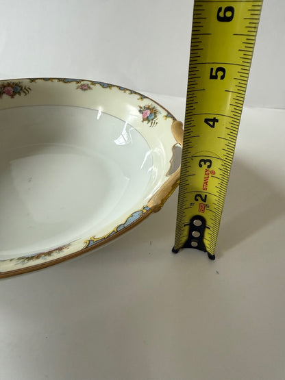 Noritake Vasona Handled Vegetable Serving Bowl Floral Gold Trim Japan 9.75”