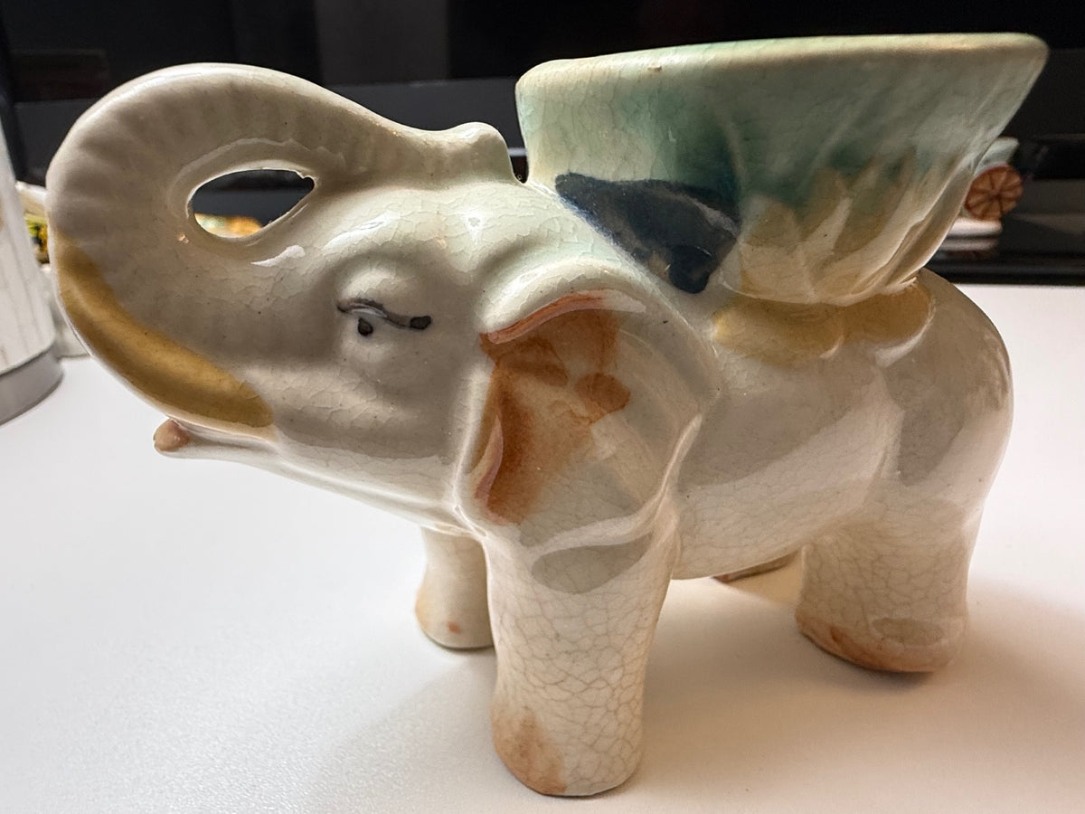 Vintage Occupied Japan Elephant Planter Trunk Up Floral Ceramic 5” – alternate product view 6 of 11