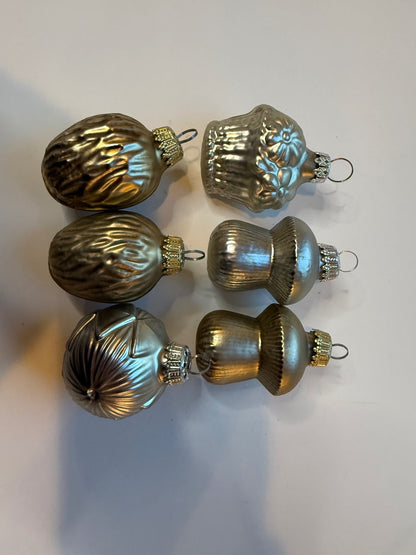 6 Vintage Germany Glass Christmas Ornaments Mushrooms Walnuts Basket – alternate product view 8 of 14