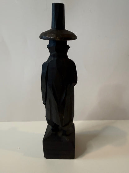 Vintage Hand Carved Wood Folk Art Bearded Man Puritan Colonial Figure 10”