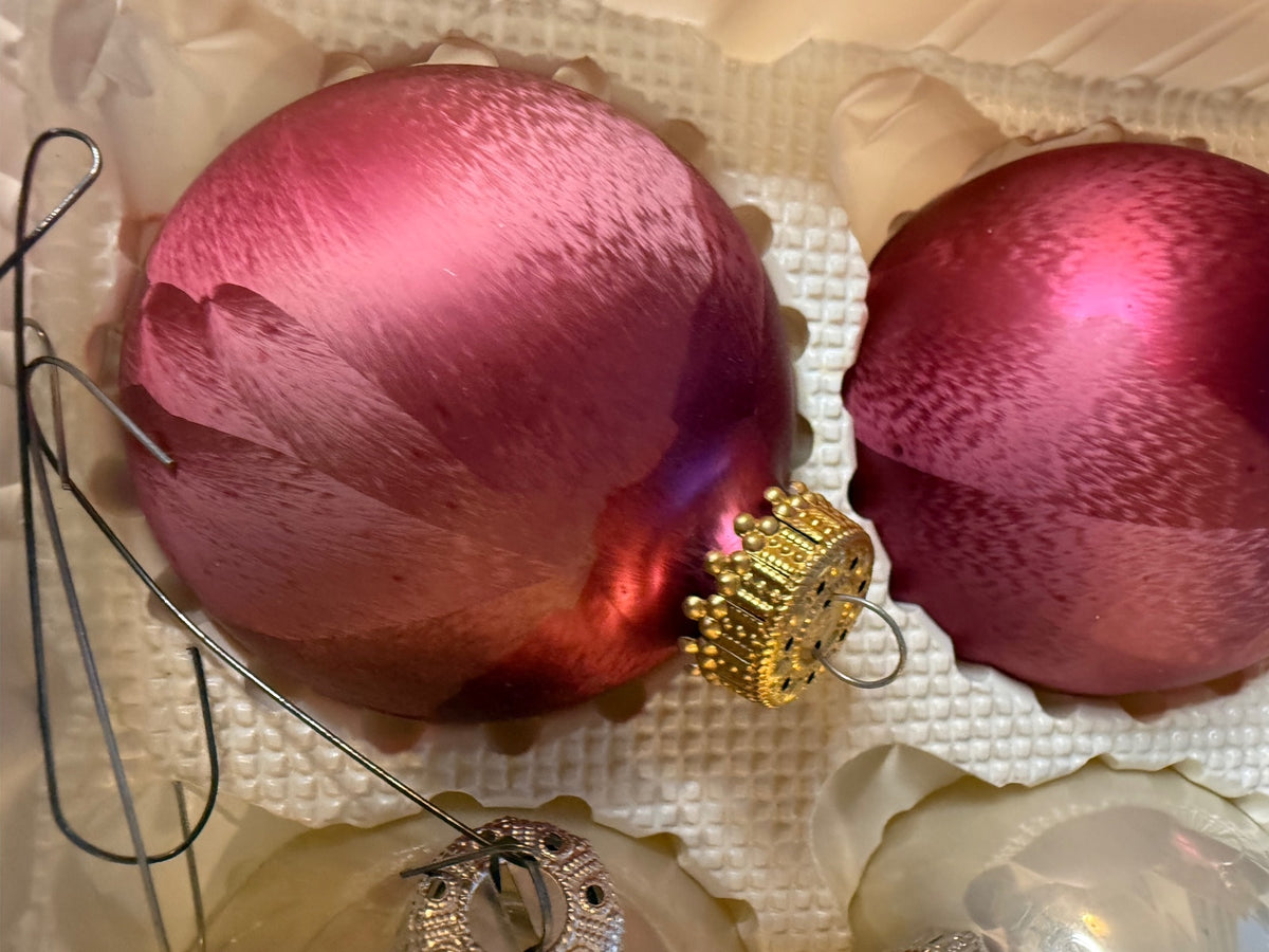 Vintage Krebs Renaissance Glass Ornaments Set 6 Pink Pearl Original Box – alternate product view 2 of 11