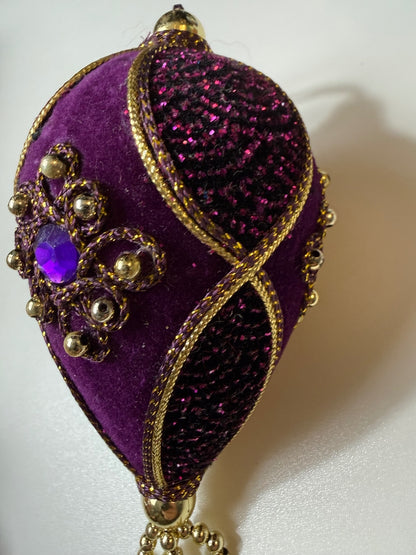 Vintage Purple Velvet Jeweled Christmas Ornament Gold Tassel 1960s MCM – alternate product view 5 of 6
