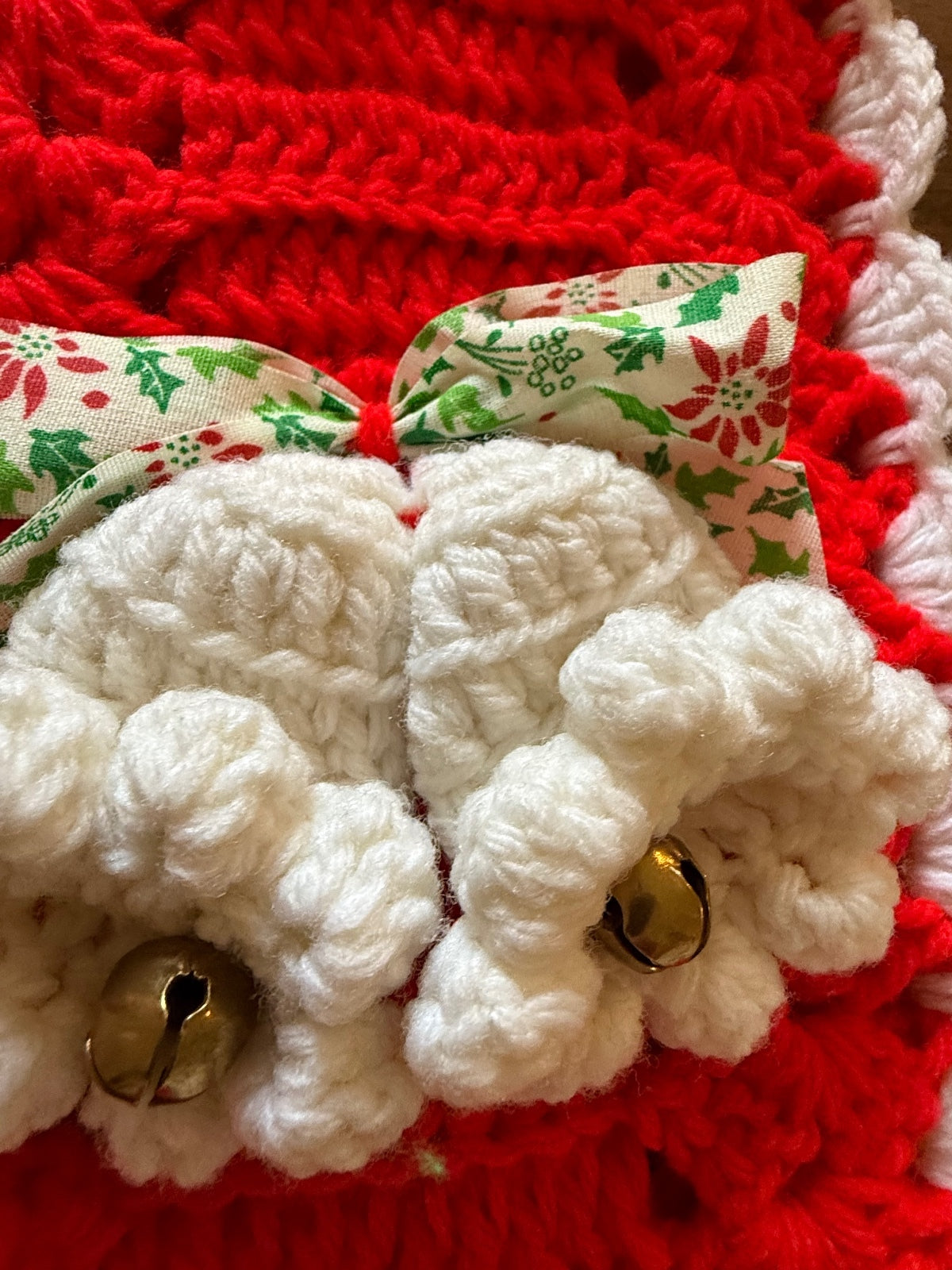 Vintage Handmade Crochet Christmas Bell Pull Wall Hangings Bells Bows Set of 2 – alternate product view 5 of 11