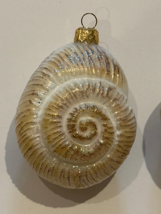 Vintage Poland Glass Seashell Christmas Ornaments Conch Spiral Shell Set 2 – alternate product view 2 of 9
