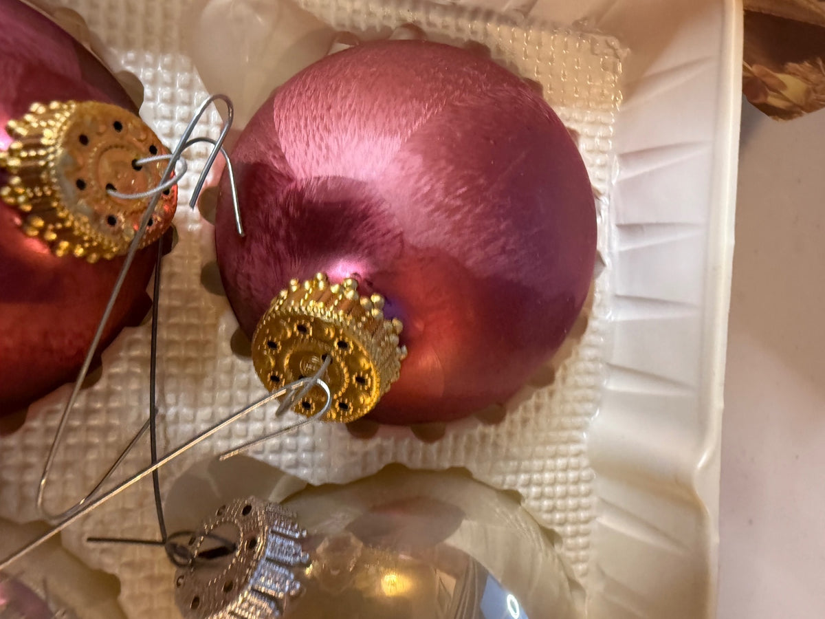 Vintage Krebs Renaissance Glass Ornaments Set 6 Pink Pearl Original Box – alternate product view 4 of 11