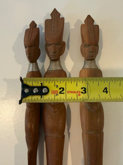 Vintage Kenyan Hand Carved Wood Serving Utensils Set of 3 African Art – alternate product view 7 of 9