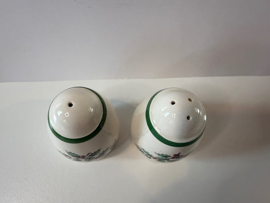 Vintage Spode Christmas Tree Egg-Shaped Salt & Pepper Shakers - Made in England