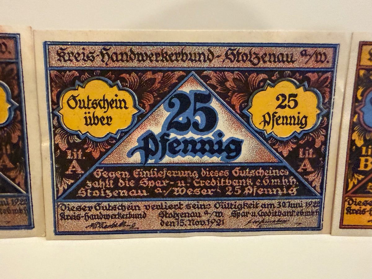 1921 Germany Schötzenau Notgeld Lot 3 Notes 25 & 50 Pfennig Handwerk – alternate product view 7 of 8