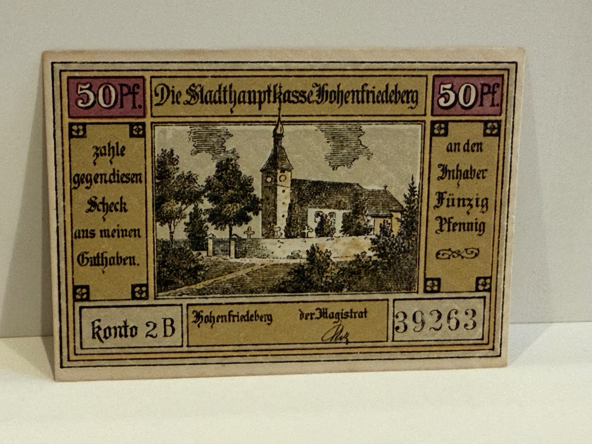 1921 Germany Hohenfriedeberg 50 Pfennig Notgeld 1745 Battle Silesia – alternate product view 2 of 2