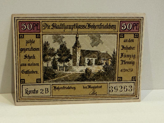 1921 Germany Hohenfriedeberg 50 Pfennig Notgeld 1745 Battle Silesia – alternate product view 2 of 2