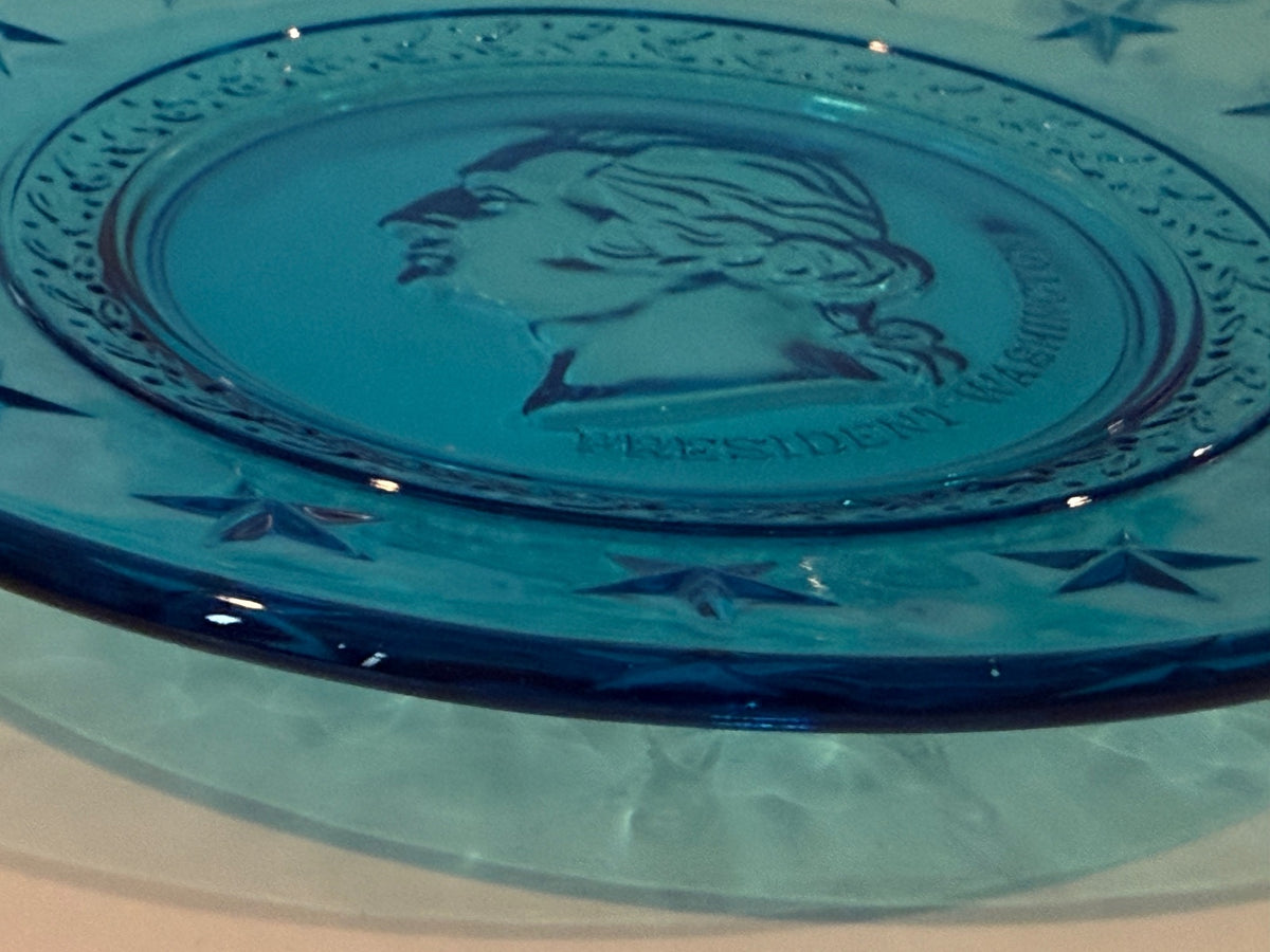Vintage Wheaton Glass George Washington Blue Presidential Plate 8” – alternate product view 5 of 6