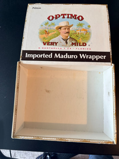Vintage Optimo Palmas Very Mild 50 Cigar Cardboard Advertising Box Empty