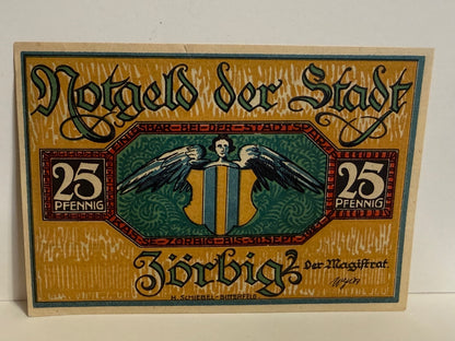 1921 Zörbig Germany 25 Pfennig Notgeld – Victor Blüthgen - 100