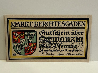 1920 Germany Berchtesgaden 20 Pfennig Notgeld Watzmann Bavaria