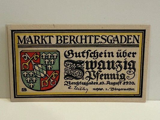 1920 Germany Berchtesgaden 20 Pfennig Notgeld Watzmann Bavaria