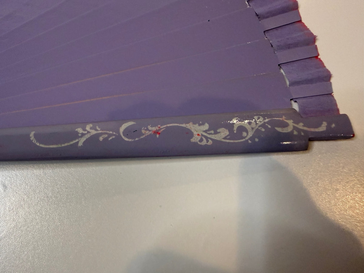 Vintage Purple Hand Painted Floral Folding Hand Fan Wood Abanico 17” – alternate product view 3 of 7