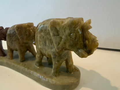 Vintage India Hand Carved Soapstone Elephant Family Figurine – 4 Elephants – alternate product view 2 of 11