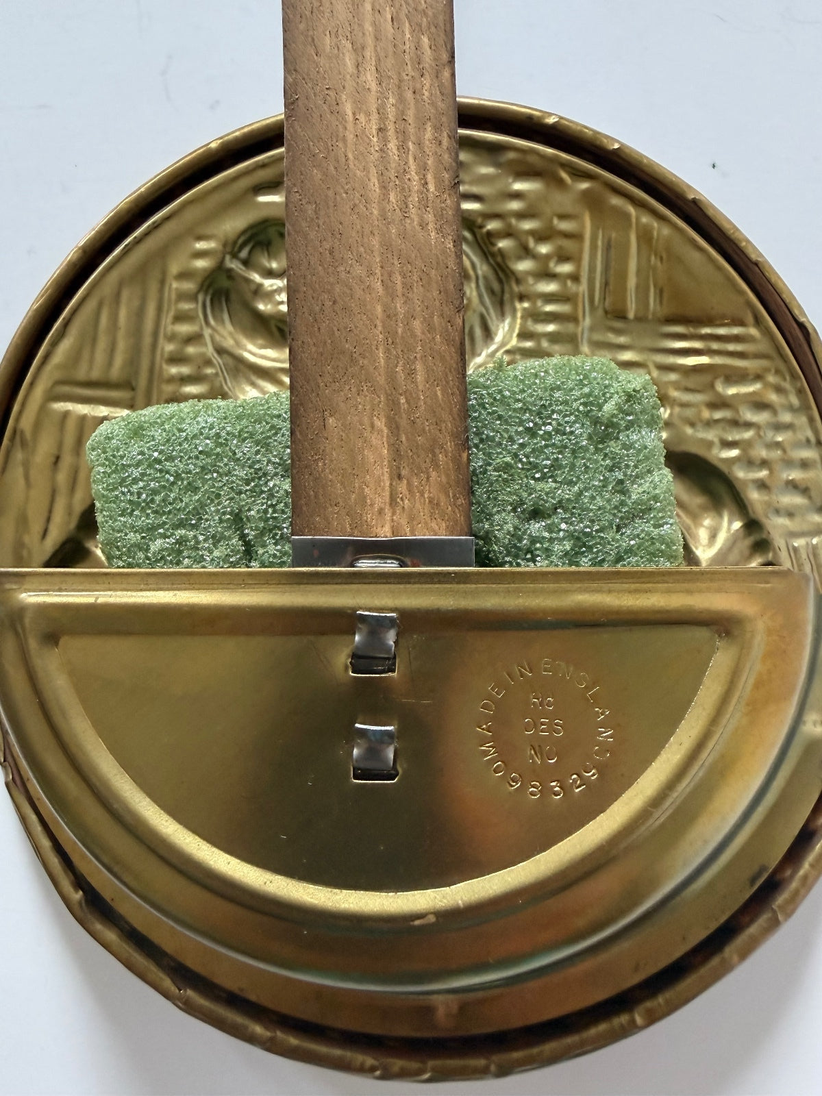 Vintage England Brass Bed Warmer Style Wall Plaques Dutch Scene Wood Handle 2pc