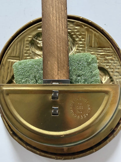 Vintage England Brass Bed Warmer Style Wall Plaques Dutch Scene Wood Handle 2pc