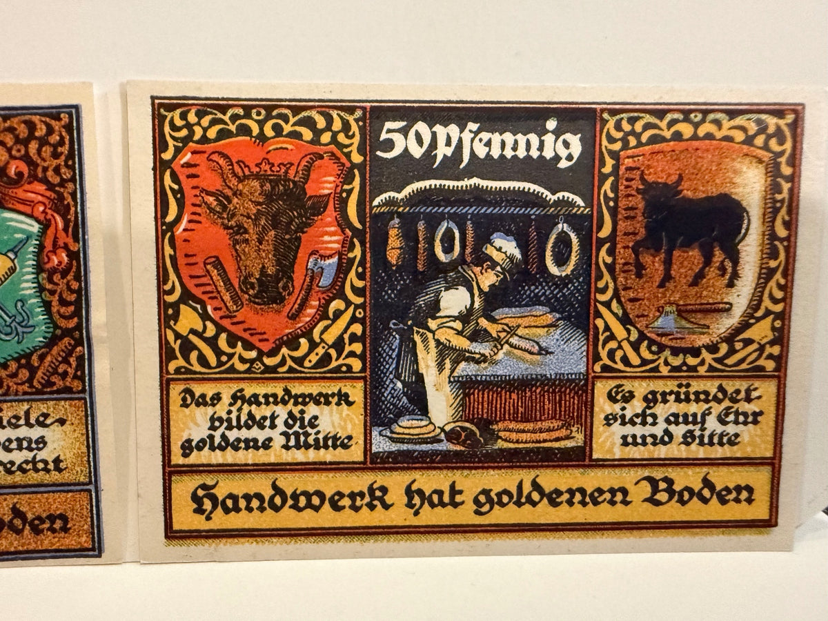 1921 Germany Schötzenau Notgeld Lot 3 Notes 25 & 50 Pfennig Handwerk – alternate product view 4 of 8