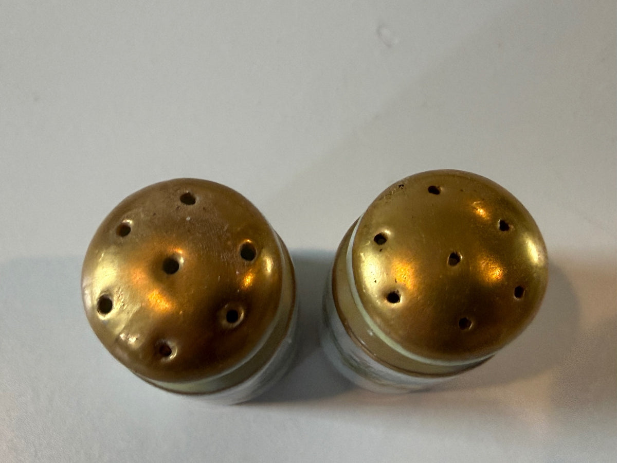 Vintage Porcelain Rose Salt & Pepper Shakers – Gilt Pair — product photograph 2