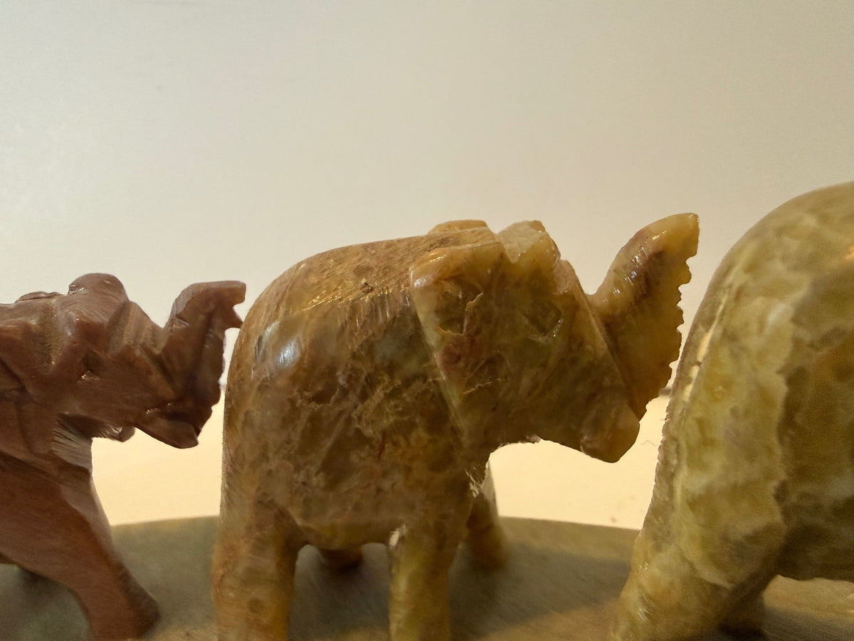 Vintage India Hand Carved Soapstone Elephant Family Figurine – 4 Elephants – alternate product view 4 of 11