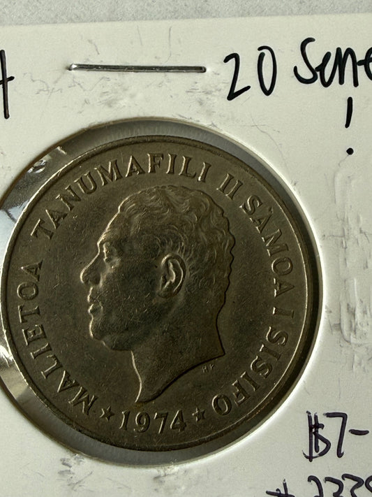 1974 Samoa 20 Sene Coin — product photograph 2