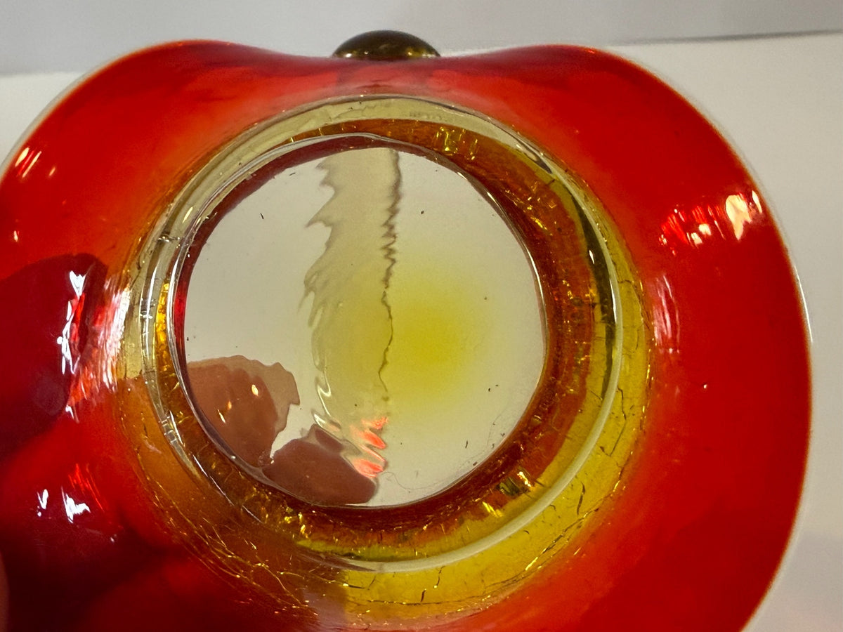 Vintage Amberina Crackle Glass Basket – Likely Kanawha — product photograph 6