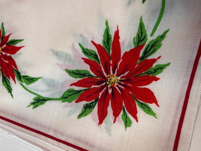 Vintage Christmas Poinsettia Cloth Napkins – Set of 18 – Red Green Holiday