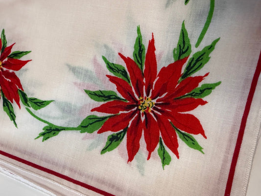 Vintage Christmas Poinsettia Cloth Napkins – Set of 18 – Red Green Holiday