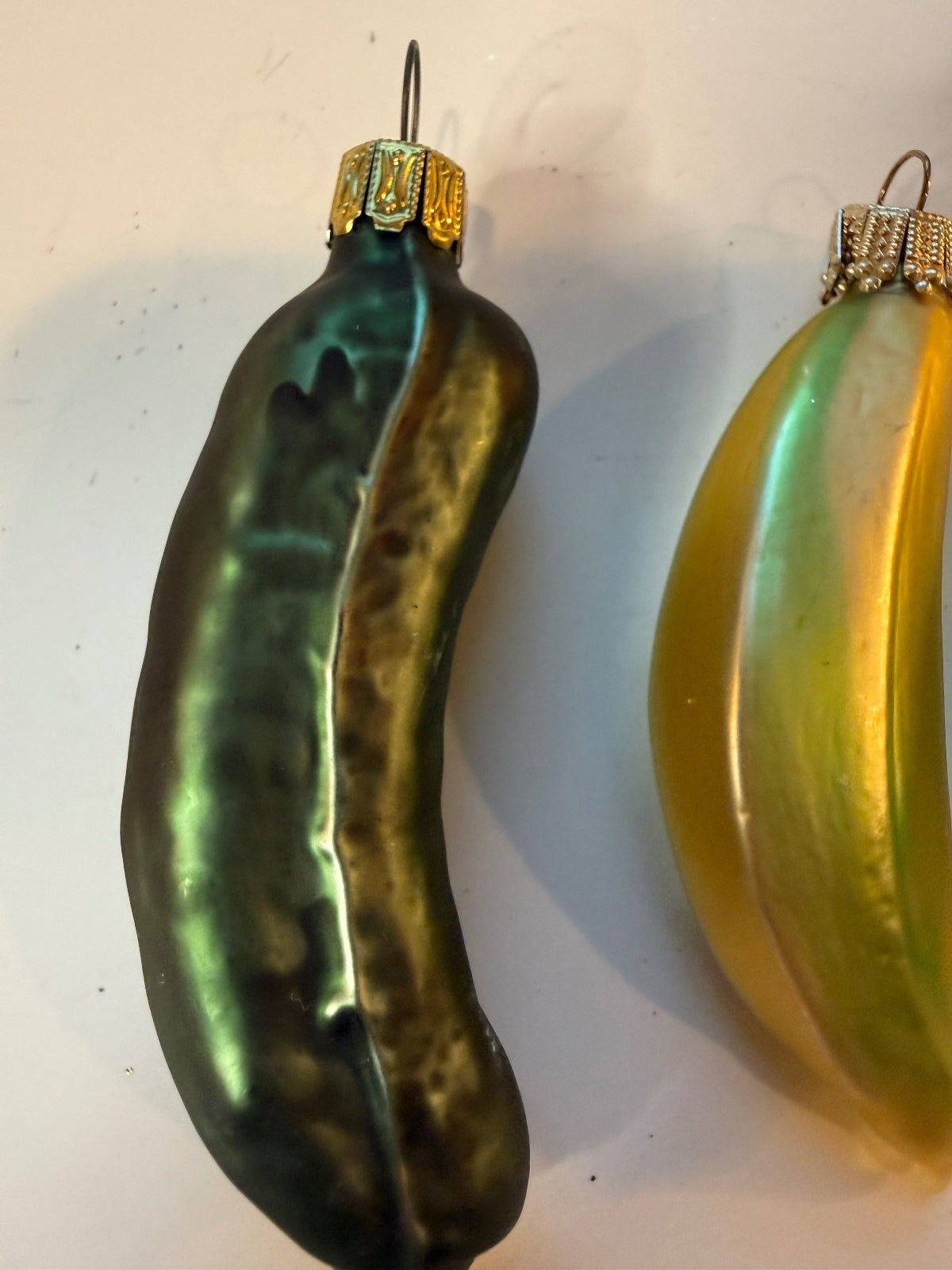 3 Vintage Germany Glass Vegetable Christmas Ornaments Banana Pickle Pepper – alternate product view 2 of 13