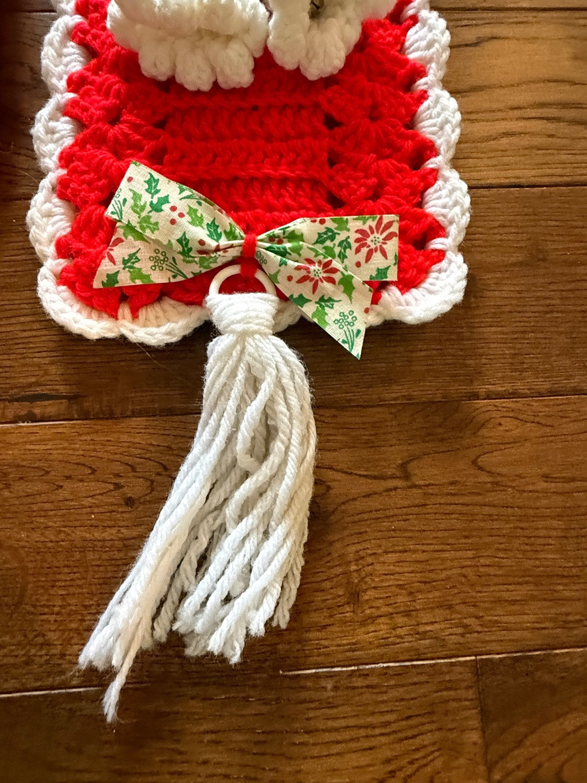 Vintage Handmade Crochet Christmas Bell Pull Wall Hangings Bells Bows Set of 2 – alternate product view 4 of 11