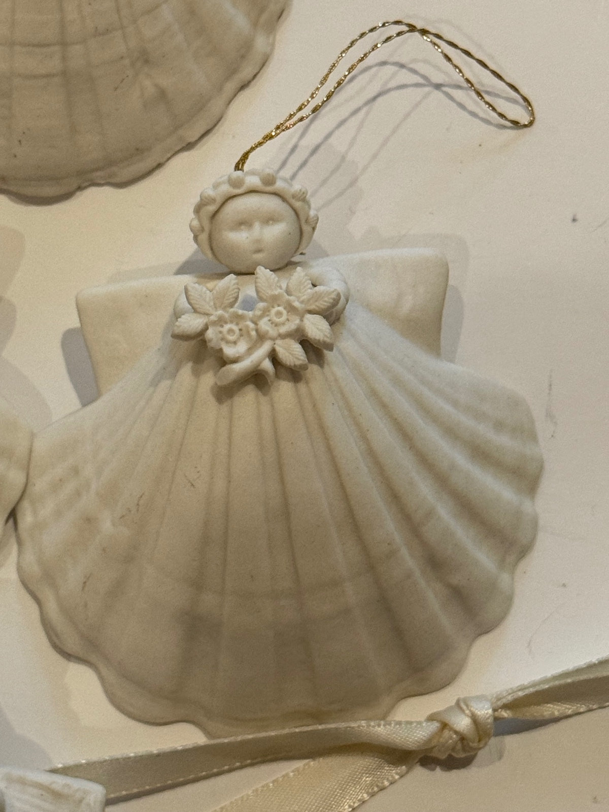 Margaret Furlong Shell Angel Ornaments Lot of 4 Bisque Porcelain 1984-1998 – alternate product view 3 of 14