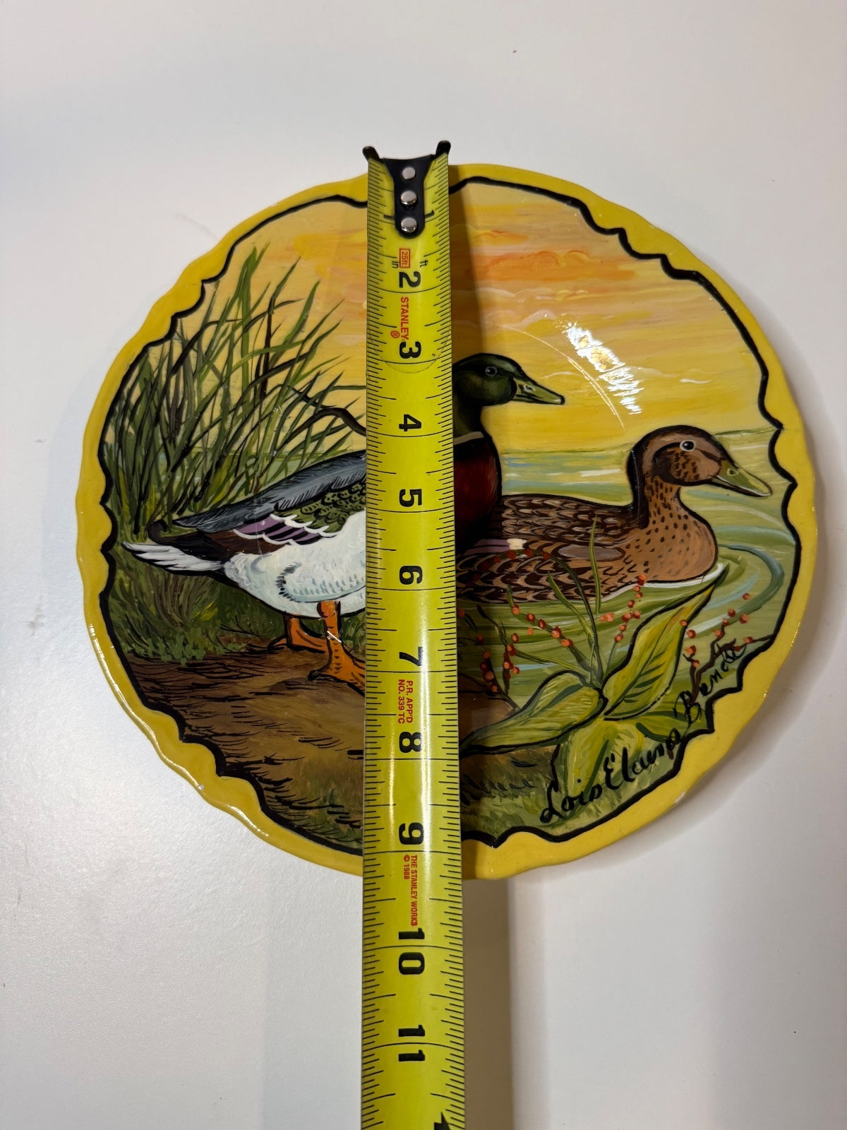 Vintage Hand Painted Mallard Duck Ceramic Plate Signed Lois Elaine Benda 9” – alternate product view 7 of 10