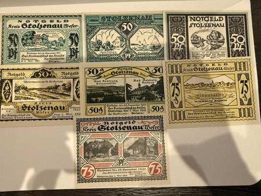 1921 Germany Stolzenau Weser Notgeld Lot 7 Notes 50 & 75 Pfennig - 28