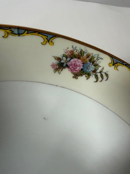 Noritake Vasona Handled Vegetable Serving Bowl Floral Gold Trim Japan 9.75”