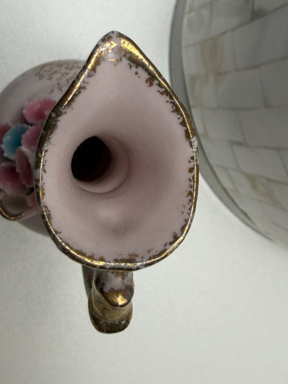 Vintage Lefton China Pink Floral Pitcher Vase Hand Painted Japan 4” – alternate product view 5 of 7