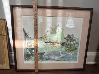 Vintage Signed Limited Edition Maritime Lithograph 69/325 Schooner Harbor COA – alternate product view 8 of 10