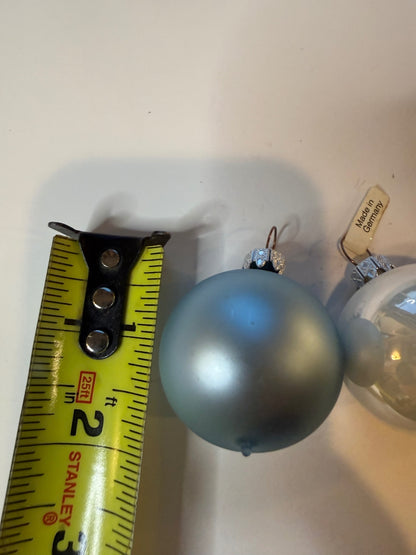 3 Vintage Germany Glass Christmas Ornaments Blue White Gold Balls – alternate product view 10 of 10